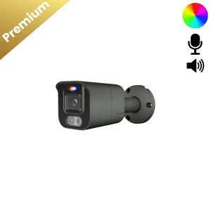 Eine einzelne Dual Light Bullet Überwachungskamera mit erweiterten Premiumfunktionen. Die Kamera bietet 24/7 Farbbild dank Full-Color-Technologie sowie integriertes Mikrofon und Lautsprecher zum Hören und Gegensprechen.