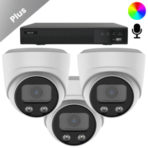 Komplettes, verkabeltes Set mit drei AI-ISP Full-Color Kameras für hervorragende Sicht und zuverlässige Sicherheitsüberwachung.