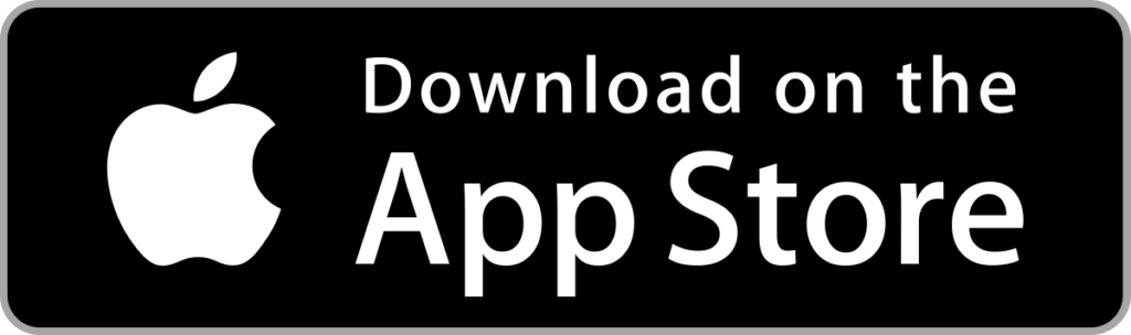 Schwarzes Apple App Store Logo mit Text „Download on the App Store“ zum Herunterladen der App auf iOS-Geräte.